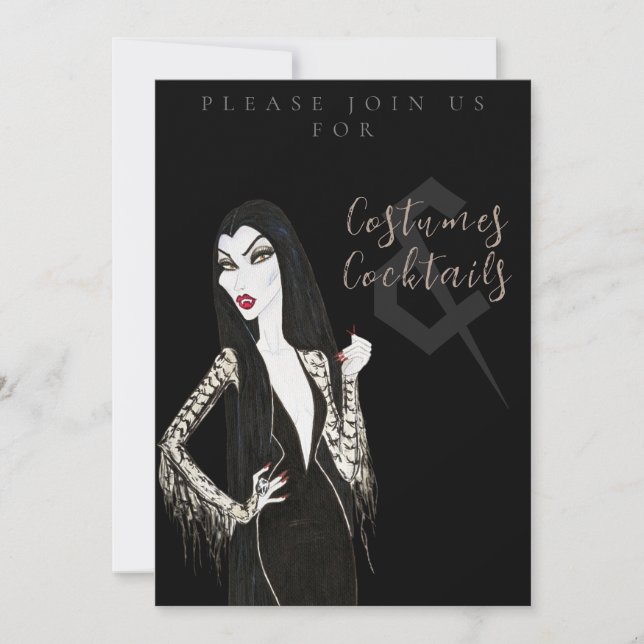 Kostym- och Cocktail Halloween-fest Invitation Inbjudningar (Framsida)