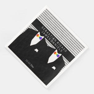 Kostym och Rainbow Bow Tie Gay Bröllop Pappersservett