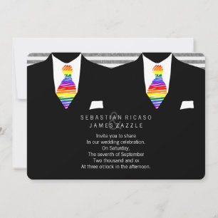 Kostym och Rainbow Tie Gay Bröllop Inbjudningar