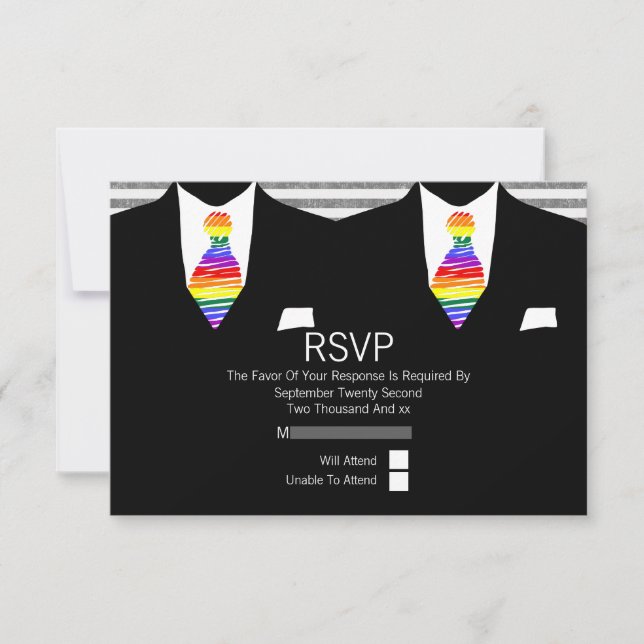 Kostym och Rainbow Tie Gay Bröllop OSA (Framsida)