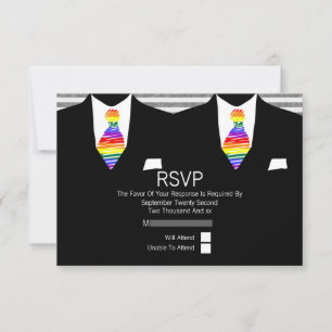 Kostym och Rainbow Tie Gay Bröllop OSA Kort