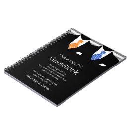 Kostym och Tie Guestbook (Orange/blått) Anteckningsbok Med Spiral