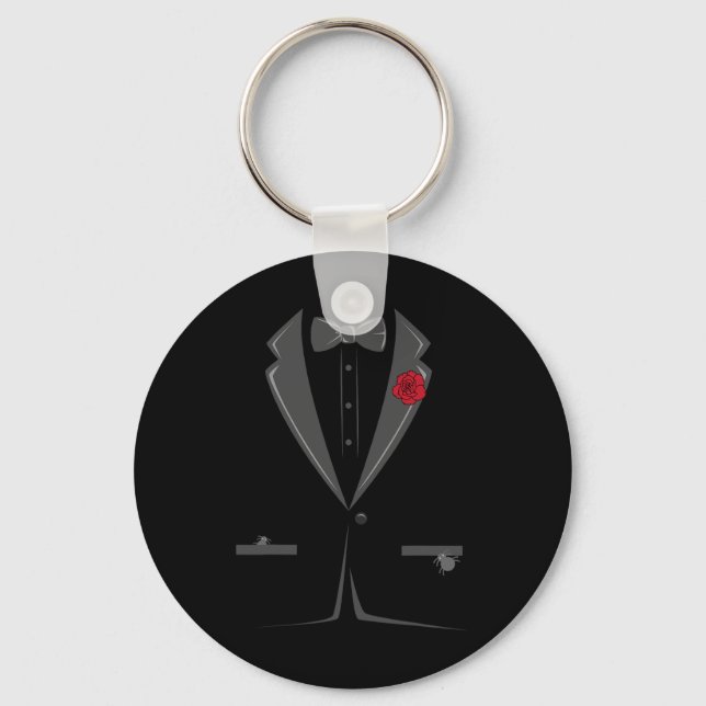 Kostym och Tie Tuxedo Bowtie Costume Easy Hallowee Nyckelring (Framsida)