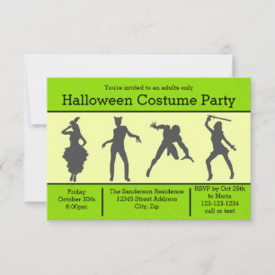 Kostym Siluett Grön-3x5 Halloweenfest Inbjudan
