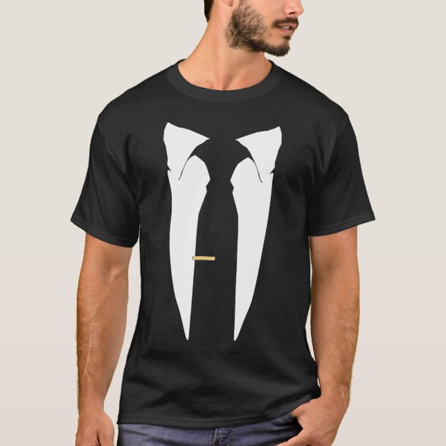 Kostym Tie Bröllop Tuxedo Prom Bachelor Ceremony T Shirt (Framsida)