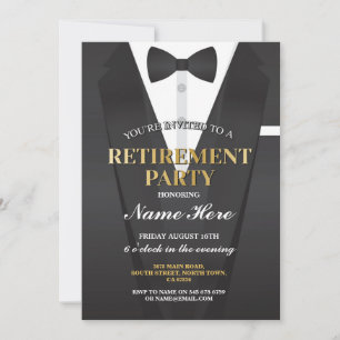 Kostym Tuxedo Pension Party Bowtie-inbjudan Inbjudningar