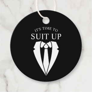 "KOSTYM UP" Black Kostym och Tie Groomsman Frieri Gåvor Etiketter