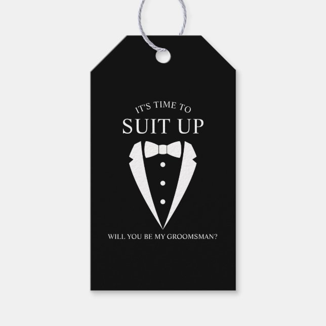 "KOSTYM UP" Black Tuxedo Kostym Groomsman Frieri Presentetikett (Framsidan)