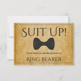 Kostym upp till min Ring Bearer Faux ParchCard Kort