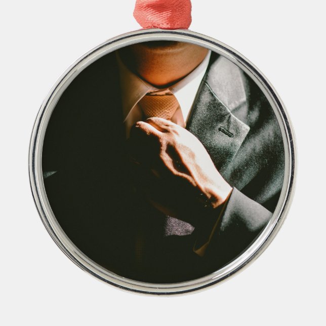 Kostymaffärsmantien skuggar verkställer julgransprydnad metall (Framsidan)