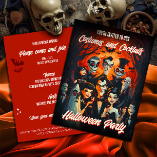 Kostymer Cocktail 50-talet Budget Halloween-inbjud Vykort