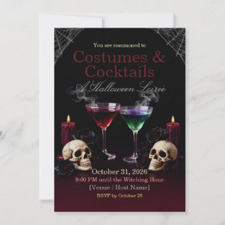 Kostymer & Cocktail Halloween-fest-inbjudan Tack Kort