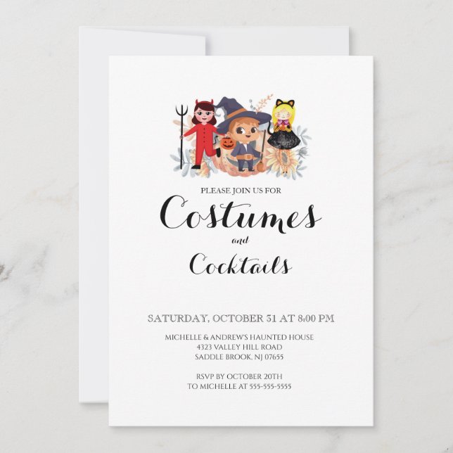 Kostymer & Cocktail Halloween-inbjudan Inbjudningar (Framsida)