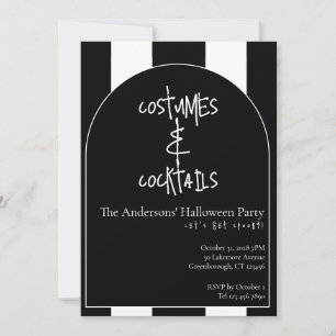 Kostymer Cocktail Halloween Svart Vit Randig Inbjudningar