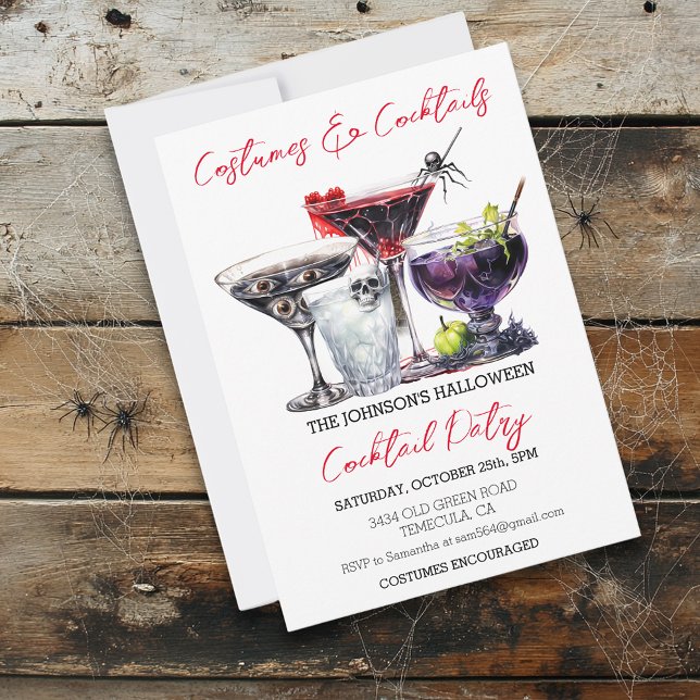Kostymer & Cocktail Halloweenfest Watercolor In Inbjudningar (Skapare uppladdad)