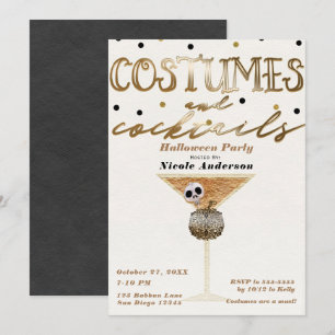 Kostymer & Cocktails Elegant Chic Halloweenfest Inbjudningar
