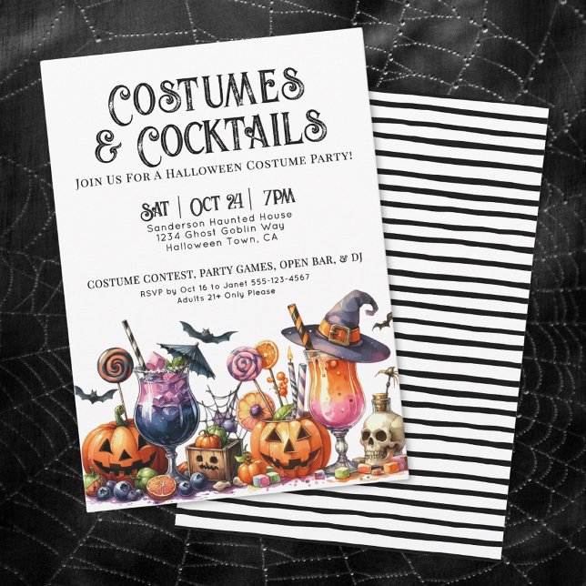 Kostymer & Cocktails Halloweenfest Inbjudningar (Costumes & Cocktails Halloween Party Invitation)
