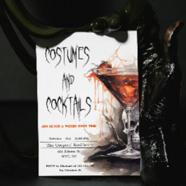Kostymer och cocktails Blodig Martini Halloween Inbjudningar