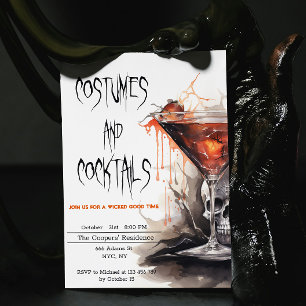 Kostymer och cocktails Blodig Martini Halloween Inbjudningar