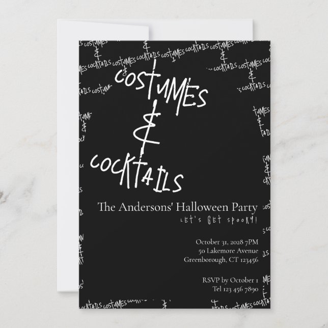 Kostymer och cocktails Halloween Inbjudningar (Framsida)