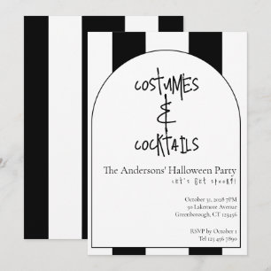 Kostymer och cocktails Halloweenfest Stripes Inbjudningar