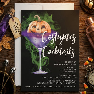 Kostymer och cocktails vuxen Halloween-fest Inbjudningar