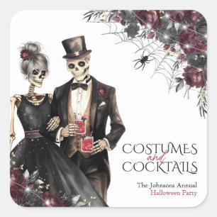 Kostymer och cocktails vuxen Halloweenfest Fyrkantigt Klistermärke