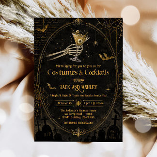 Kostymer och cocktails vuxen halloweenfest inbjudningar
