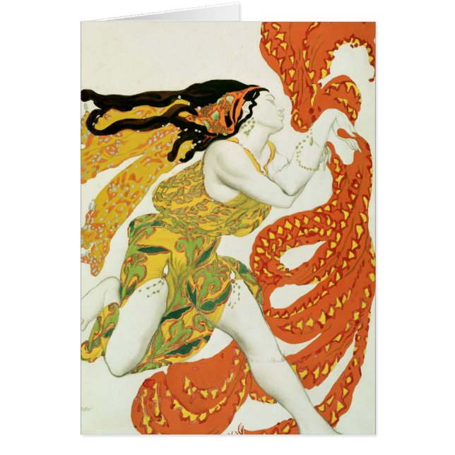 Kostymera designen för en bacchante i 'Narcisse Hälsningskort (Framsidan)