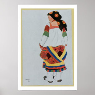 Kostymera designen för en bondaktiga Flicka, 1922 Poster