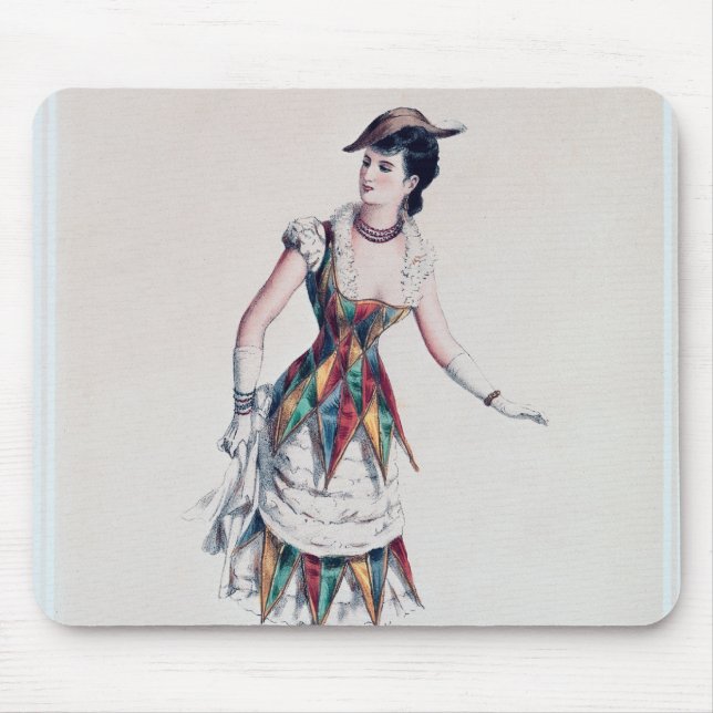 Kostymera designen för en kvinnlig harlequin, musmatta (Framsidan)