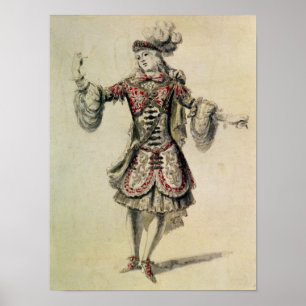 Kostymera designen för en male dansare, c.1681 poster