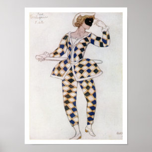 Kostymera designen för Harlequin, från att sova Poster