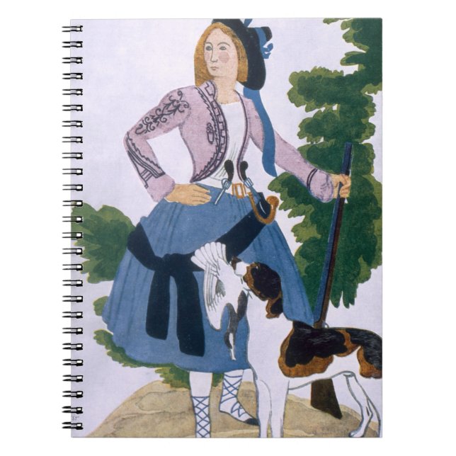 Kostymera designen för huntressen, 1922 (färglith anteckningsbok (Framsidan)