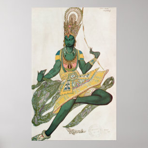 Kostymera designen för Nijinsky som 'blåtten God Poster