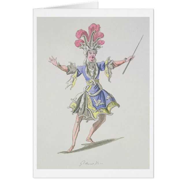 Kostymera designen för trollkarlen, i Dardanus, en Hälsningskort (Framsidan)