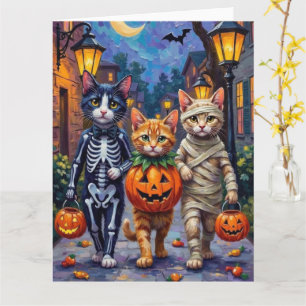 Kostymerade Tuxedokatter på Halloweentrick or trea Kort
