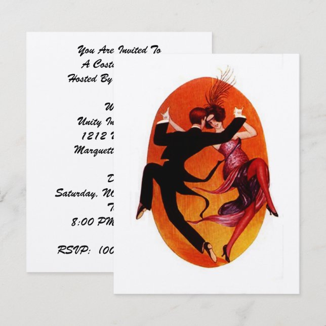 KOSTYMFEST MASKERADBAL INVITATION INBJUDNINGAR (Fram/baksida)