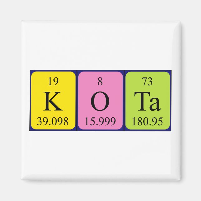 Kota Periodisk bord namn magnet (Framsidan)