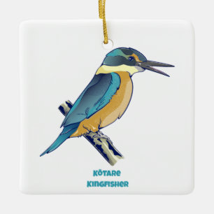 Kotare Kingfisher NZ BIRD Julgransprydnad Keramik