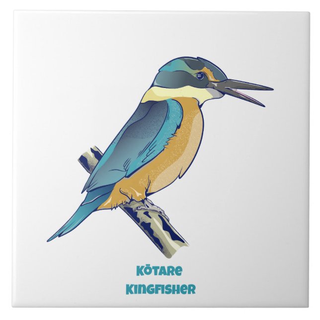 Kotare Kingfisher NZ BIRD Kakelplatta (Framsidan)