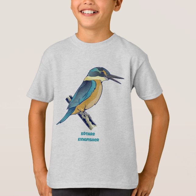 Kotare Kingfisher NZ BIRD T Shirt (Framsida)