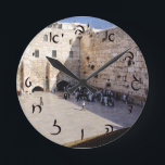 Kotel - Hebreiska skript Rund Klocka<br><div class="desc">"Hebrew Essentials",  Consumer Marketplace,  erbjuder en köpupplevelse eftersom du inte hittar någon annanstans. Vår specialitet är Hebrew,  och i vår butik hittar du hebreiska i block,  skript och Rashi-skript. Berätta för dina vänner om oss och skicka dem vår länk: http://www.zazzle.com/HebrewNames?rf=238549869542096443* ENJOY DIN VISIT!</div>