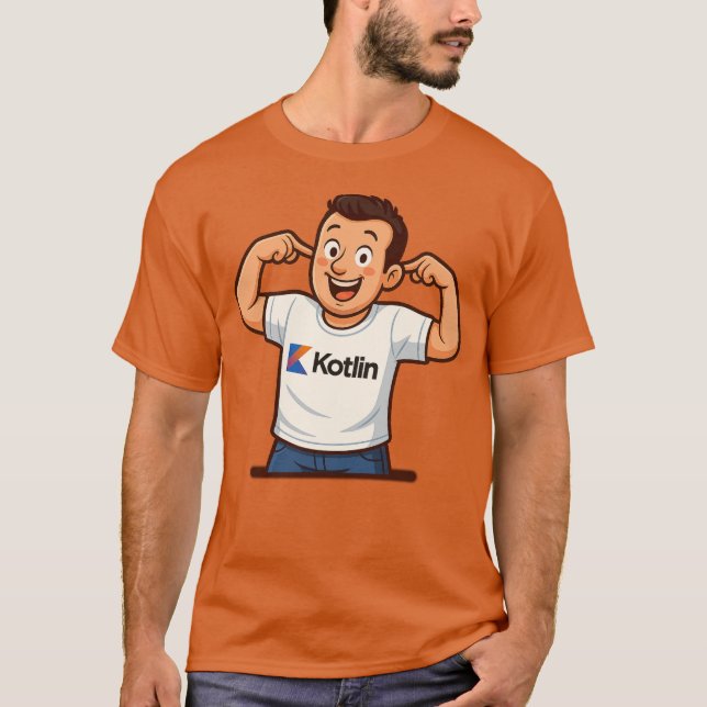 Kotlin Programmer Cartoon T-Shirt (Framsida)