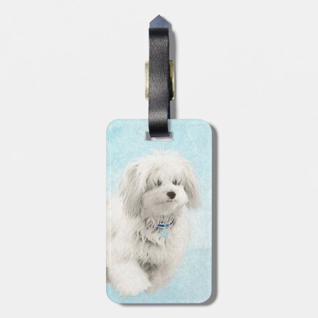 Koton de Tulear Painting - Cute Original Hund Art Bagagebricka (Baksidan Lodrät)