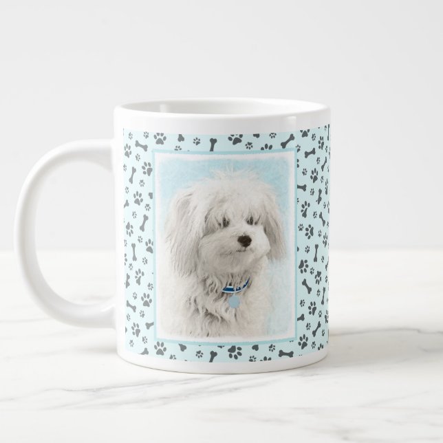 Koton de Tulear Painting - Cute Original Hund Art Jumbo Mugg (Vänster)