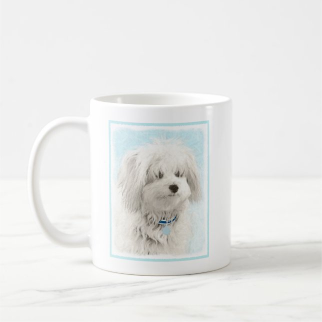 Koton de Tulear Painting - Cute Original Hund Art Kaffemugg (Vänster)
