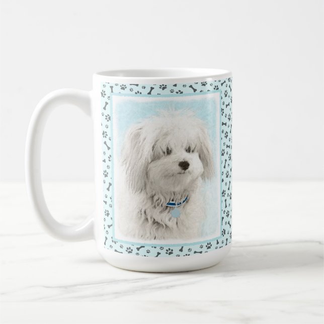 Koton de Tulear Painting - Cute Original Hund Art Kaffemugg (Vänster)