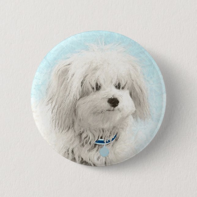 Koton de Tulear Painting - Cute Original Hund Art Knapp (Framsida)
