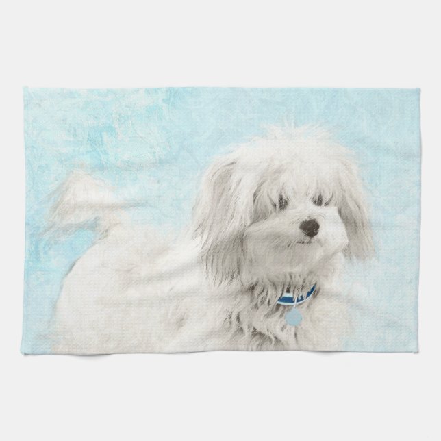 Koton de Tulear Painting - Cute Original Hund Art Kökshandduk (Horisontell)